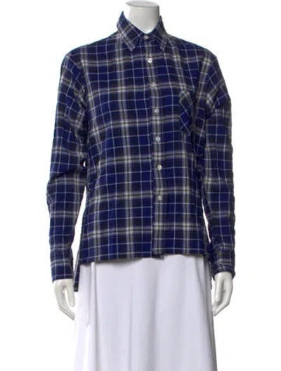 Pre-owned R13 Plaid Print Long Sleeve Button-up Top In Blue