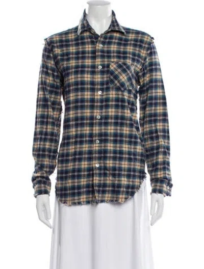 Pre-owned R13 Plaid Print Long Sleeve Button-up Top In Blue