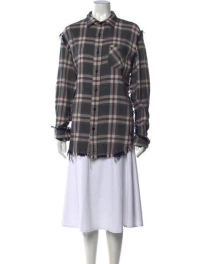 Pre-owned R13 Plaid Print Long Sleeve Button-up Top In Blue
