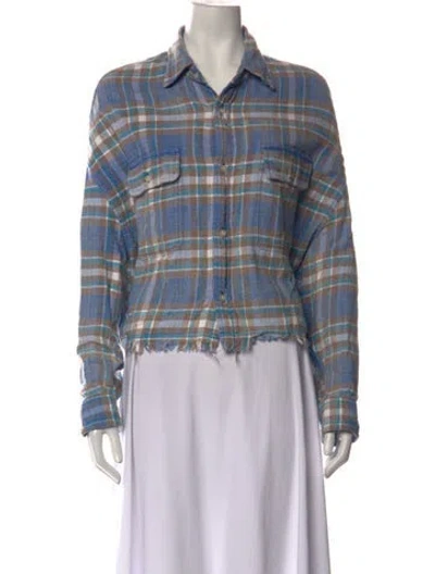 Pre-owned R13 Plaid Print Long Sleeve Button-up Top In Blue