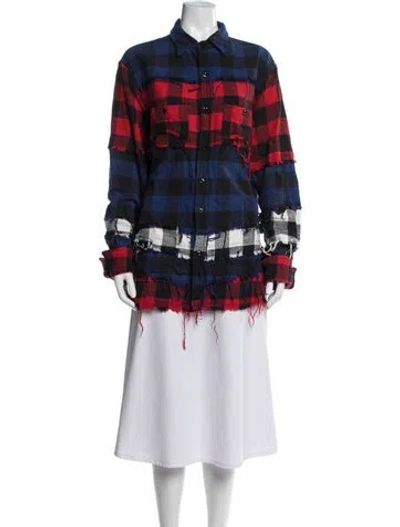 Pre-owned R13 Plaid Print Long Sleeve Button-up Top In Blue