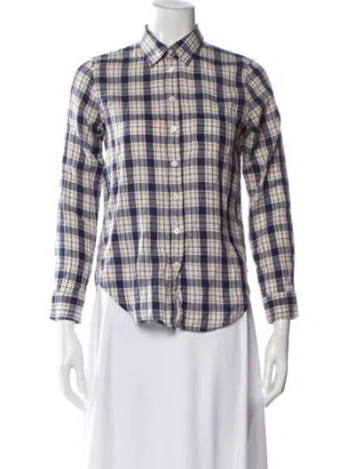 Pre-owned R13 Plaid Print Long Sleeve Button-up Top In Blue/neutrals