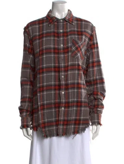 Pre-owned R13 Plaid Print Long Sleeve Button-up Top In Gray