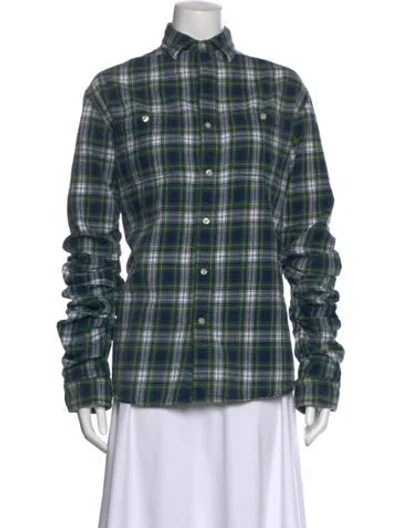 Pre-owned R13 Plaid Print Long Sleeve Button-up Top In Green