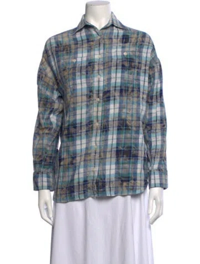Pre-owned R13 Plaid Print Long Sleeve Button-up Top In Grey
