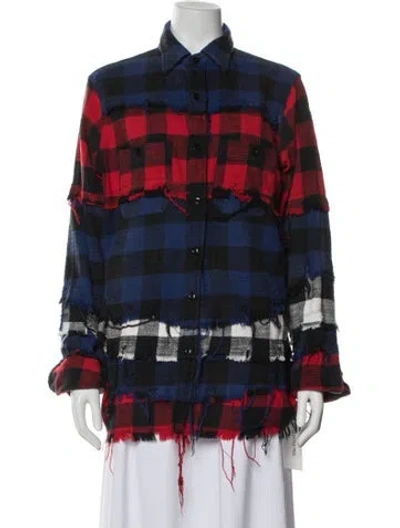 Pre-owned R13 Plaid Print Long Sleeve Button-up Top In Multi