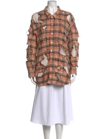 Pre-owned R13 Plaid Print Long Sleeve Button-up Top In Multi