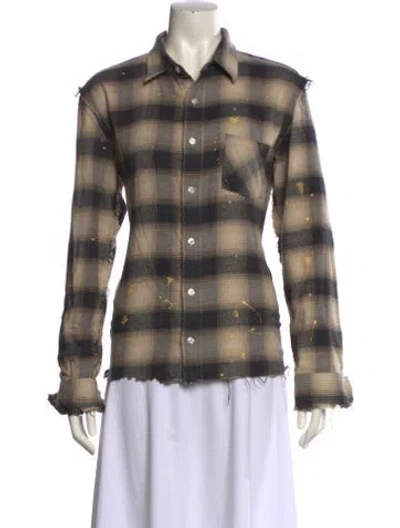 Pre-owned R13 Plaid Print Long Sleeve Button-up Top In Neutral