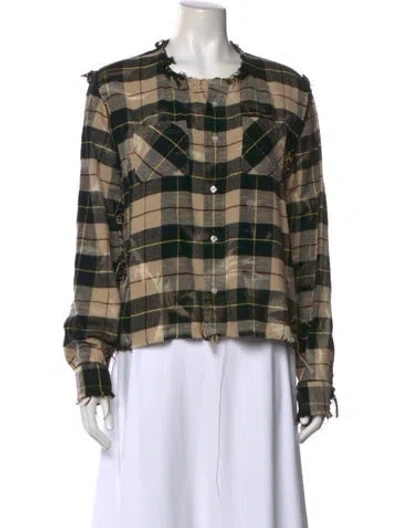 Pre-owned R13 Plaid Print Long Sleeve Button-up Top In Neutral