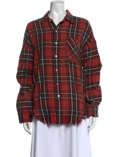 Pre-owned R13 Plaid Print Long Sleeve Button-up Top In Neutral