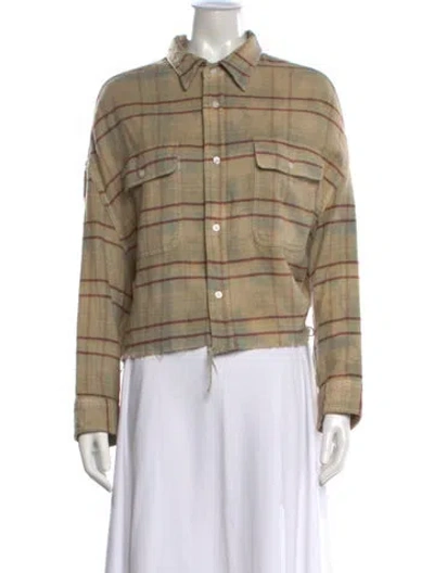 Pre-owned R13 Plaid Print Long Sleeve Button-up Top In Neutral