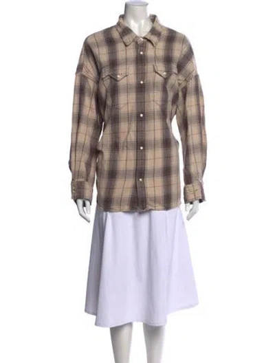 Pre-owned R13 Plaid Print Long Sleeve Button-up Top In Neutral