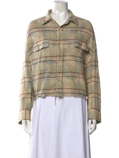 Pre-owned R13 Plaid Print Long Sleeve Button-up Top In Neutral