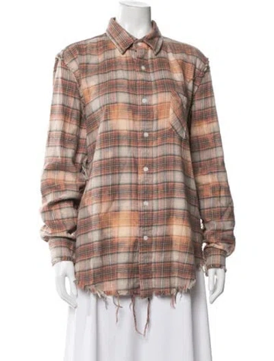 Pre-owned R13 Plaid Print Long Sleeve Button-up Top In Neutral