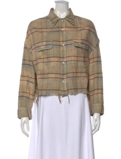 Pre-owned R13 Plaid Print Long Sleeve Button-up Top In Neutral