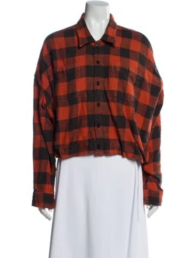 Pre-owned R13 Plaid Print Long Sleeve Button-up Top In Red