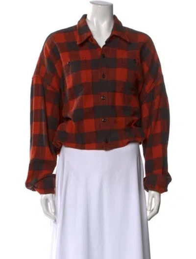 Pre-owned R13 Plaid Print Long Sleeve Button-up Top In Red