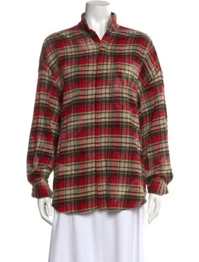 Pre-owned R13 Plaid Print Long Sleeve Button-up Top In Red