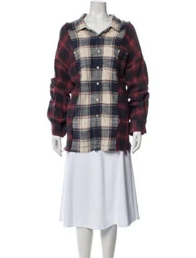 Pre-owned R13 Plaid Print Long Sleeve Button-up Top In Red