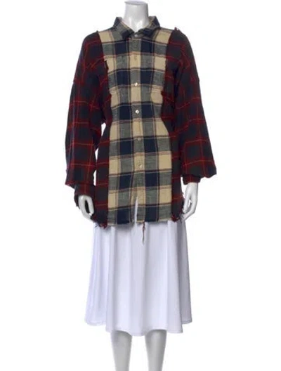 Pre-owned R13 Plaid Print Long Sleeve Button-up Top In Red