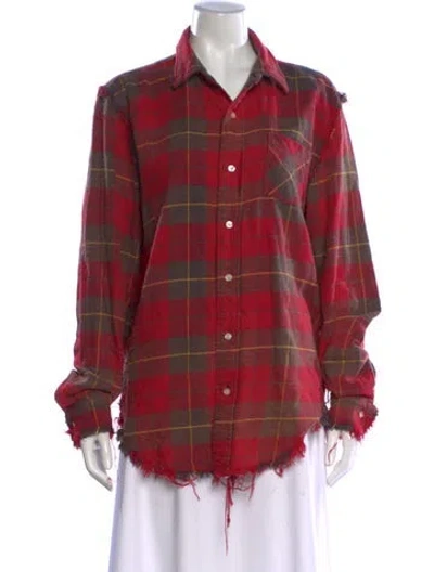 Pre-owned R13 Plaid Print Long Sleeve Button-up Top In Red
