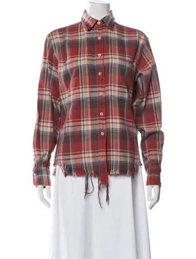 Pre-owned R13 Plaid Print Long Sleeve Button-up Top In Red