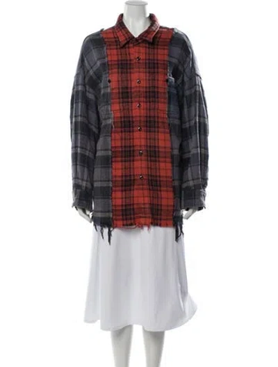 Pre-owned R13 Plaid Print Long Sleeve Button-up Top In Red