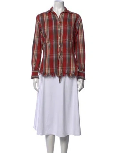 Pre-owned R13 Plaid Print Long Sleeve Button-up Top In Red