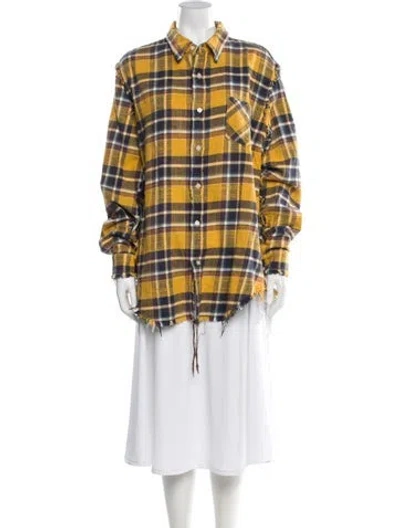 Pre-owned R13 Plaid Print Long Sleeve Button-up Top In Yellow