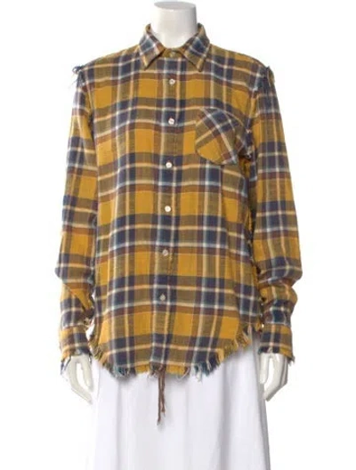 Pre-owned R13 Plaid Print Long Sleeve Button-up Top In Yellow