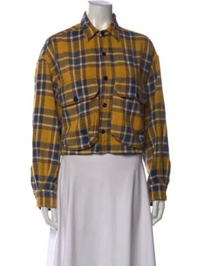 Pre-owned R13 Plaid Print Long Sleeve Button-up Top In Yellow