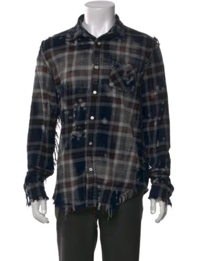 Pre-owned R13 Plaid Print Long Sleeve Denim Shirt In Blue