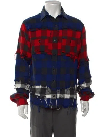 Pre-owned R13 Plaid Print Long Sleeve Dress Shirt In Blue