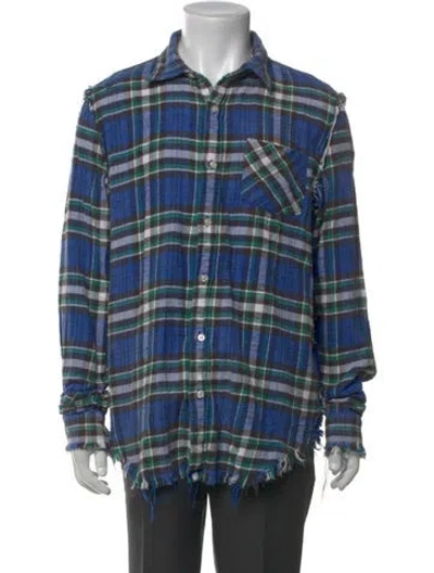 Pre-owned R13 Plaid Print Long Sleeve Shirt In Blue