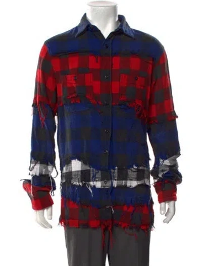 Pre-owned R13 Plaid Print Long Sleeve Shirt In Blue