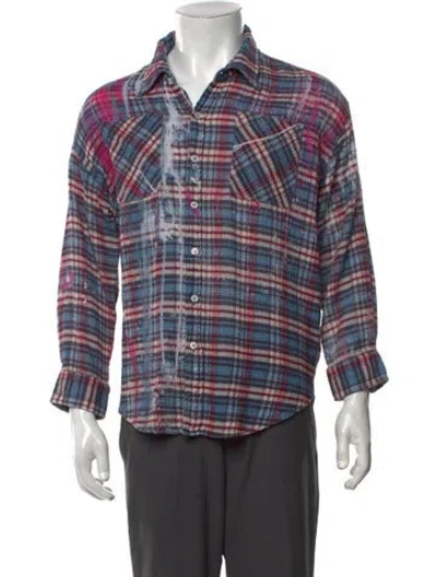 Pre-owned R13 Plaid Print Long Sleeve Shirt In Blue