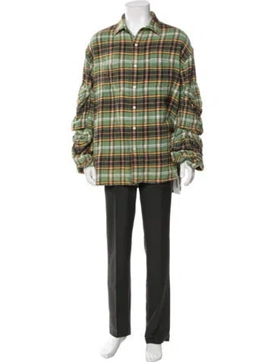 Pre-owned R13 Plaid Print Long Sleeve Shirt In Green
