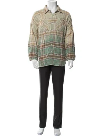 Pre-owned R13 Plaid Print Long Sleeve Shirt In Green