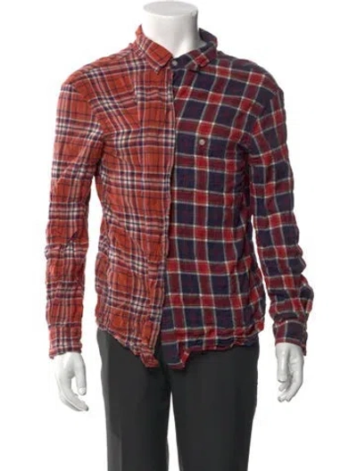 Pre-owned R13 Plaid Print Long Sleeve Shirt In Red