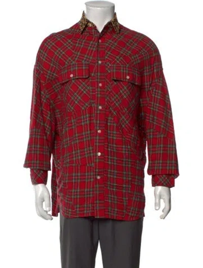 Pre-owned R13 Plaid Print Long Sleeve Shirt In Red