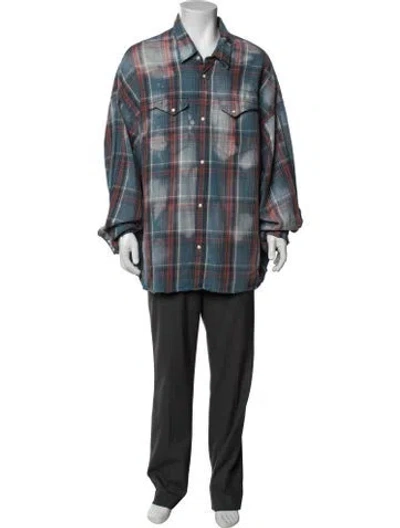 Pre-owned R13 Plaid Print Long Sleeve Shirt W/ Tags In Blue