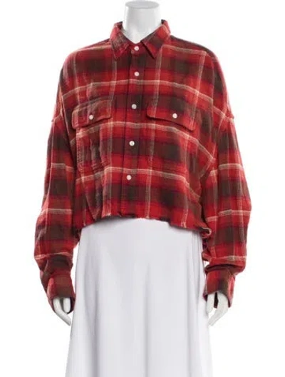 Pre-owned R13 Plaid Print Long Sleeve Top In Orange