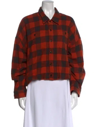 Pre-owned R13 Plaid Print Long Sleeve Top In Red
