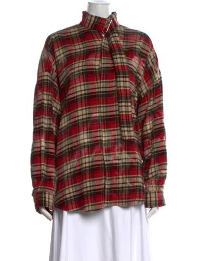 Pre-owned R13 Plaid Print Long Sleeve Top In Red