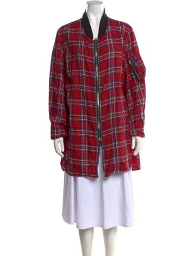 Pre-owned R13 Plaid Print Long Sleeve Top In Red