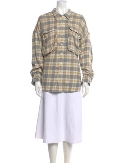 Pre-owned R13 Plaid Print Long Sleeve Top In Yellow