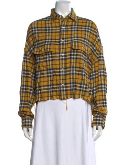 Pre-owned R13 Plaid Print Long Sleeve Top In Yellow