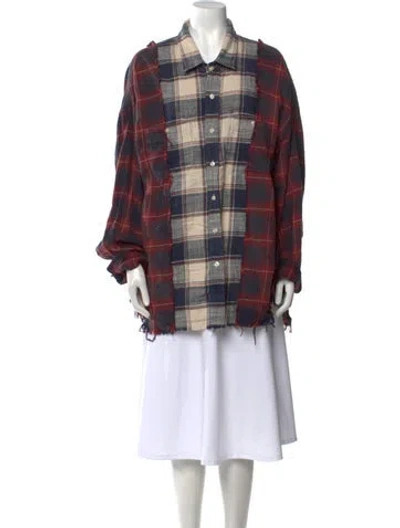 Pre-owned R13 Plaid Print Long Sleeve Tunic In Red