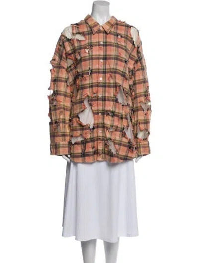 Pre-owned R13 Plaid Print Long Sleeve Tunic W/ Tags In Pink