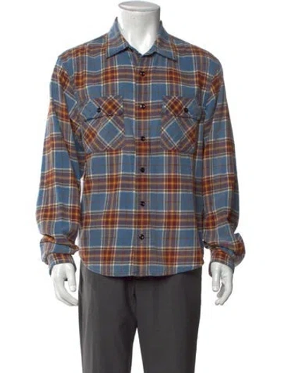 Pre-owned R13 Plaid Print Long Sleeve Western Shirt In Blue